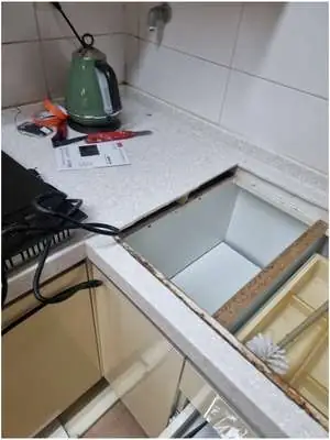 대리석 절단 3구 쿡탑 매립 작업 과정 2